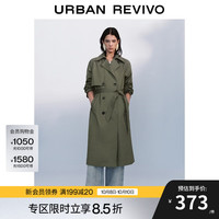 UR【HOT】2025秋季女装气质双排扣腰带风衣外套UWM150045 橄榄绿 M