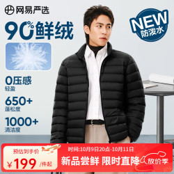 网易严选 2590鸭绒轻暖羽绒服保暖0压感防泼水蓄热抗菌外套抗静电 A款25秋冬90鲜绒立领-水墨黑 L