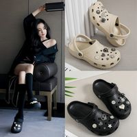 AWT明星同款洞洞鞋女夏季防滑软底包头平底沙滩鞋大码外穿凉鞋女