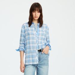 TEENIE WEENIE 小熊女装格纹衬衫2025春秋休闲气质通勤长袖衬衣上衣