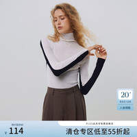 范思蓝恩23FS14363正反两穿撞色针织打底衫女秋冬上衣 黑拼白 M