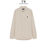 TeenieWeenie小熊男装休闲衬衫长袖复古刺绣外套纯棉美式上衣 浅卡其色 165/S