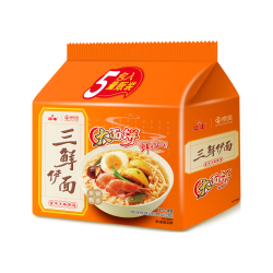 华丰 京觅华丰三鲜伊面方便面五连包升级大面饼原味118g*5袋鲜香