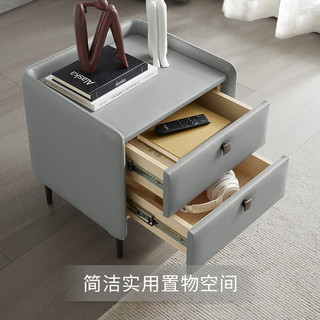 顾家家居（KUKA） 顾家家居 床头柜 现代简约双抽高脚储物柜收纳柜卧室家具PT7820 皓月白 478*426*480（mm）