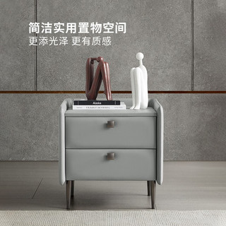 顾家家居（KUKA） 顾家家居 床头柜 现代简约双抽高脚储物柜收纳柜卧室家具PT7820 皓月白 478*426*480（mm）