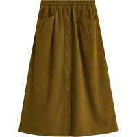 茵曼（INMAN）复古灯芯绒半身裙2024冬季女装高腰A字百搭显瘦长裙子 榄棕色 -18448435 S 155/64A