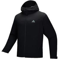 安踏奥特莱斯火壳软壳衣大地之壳2.0运动外套男春季加绒连帽夹克 基础黑-3 2XL