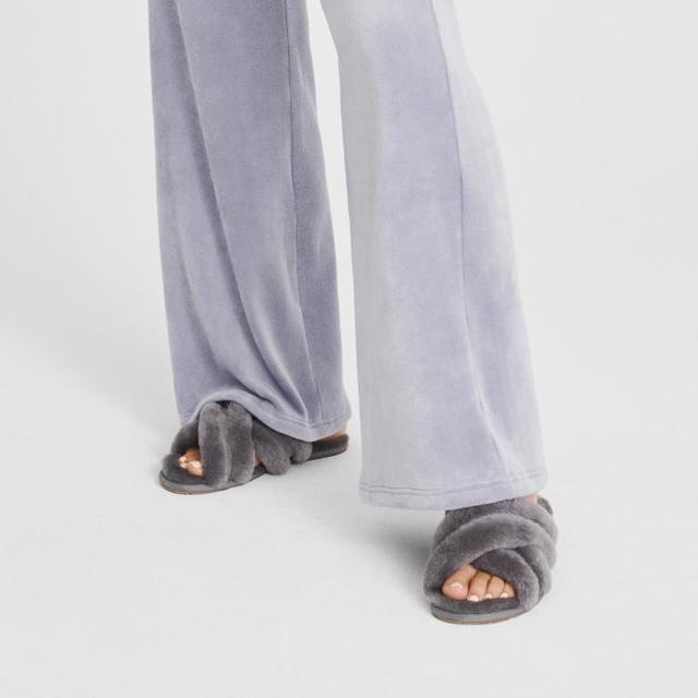 限尺码：UGG 秋冬女士交叉平底露趾茸茸居家室外拖鞋 1123572炭灰色