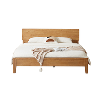 全友家居 现代轻奢风实木床1.8米主卧室家用多功能双人大床婚床家具 浅柚色|单床
