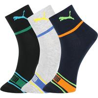 PUMA彪马男士袜子四季中筒袜网眼透气男袜运动休闲款舒适棉袜3双装 黑/藏青/灰 3双 均码 EU39-42(适合脚码40-44)