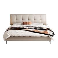 林氏家居床双人床1.8米2米头层牛皮艺床主卧大床2024真皮床TPC139 超级【柔沙色】皮床 1.5X2.0米