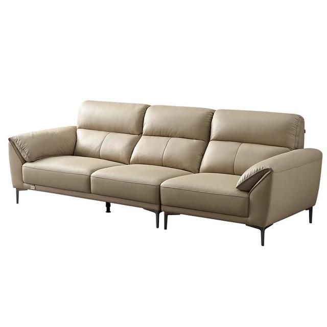 全友 头层牛皮沙发客厅大户型极简四人直排真皮沙发组合脚踏112021 2.61m沙发