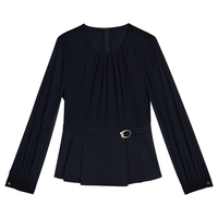 音儿（YINER）【醋酸系列】音儿专选2025春季法式衬衫小蛮腰轻上衣 藏蓝 2XL