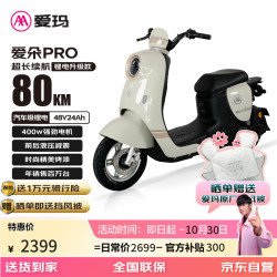 爱玛 电动自行车爱朵48V24Ah锂电长续航豪华复古电动车 百利米