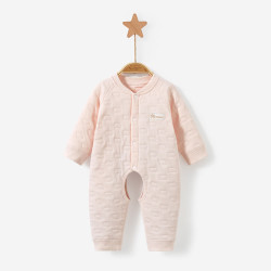 瑄妮薇 婴儿秋冬款衣服夹棉开档连体衣婴幼儿宝宝三层保暖秋冬装睡衣