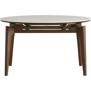 今日必买：林氏家居 岩板餐桌实木脚2025中古风可变圆桌伸缩小户型餐桌椅组合UY1R 岩板餐桌 单桌