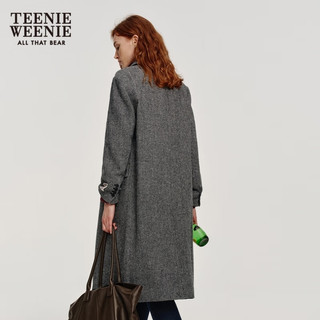 Teenie Weenie小熊女装时尚简约风冬季绵羊毛英伦风中长款毛呢大衣