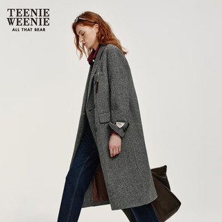 Teenie Weenie小熊女装时尚简约风冬季绵羊毛英伦风中长款毛呢大衣
