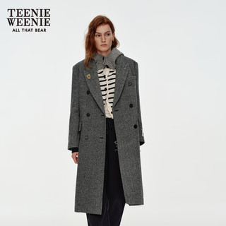 Teenie Weenie小熊女装时尚简约风冬季绵羊毛英伦风中长款毛呢大衣