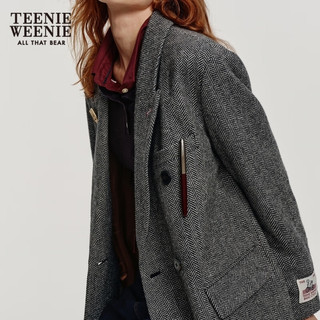 Teenie Weenie小熊女装时尚简约风冬季绵羊毛英伦风中长款毛呢大衣