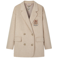 Teenie Weenie小熊毛呢大衣女秋冬绵羊毛双面呢学院西装毛呢大衣外套女