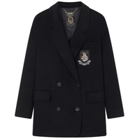 Teenie Weenie小熊毛呢大衣女秋冬绵羊毛双面呢学院西装毛呢大衣外套女 黑色 170/L