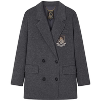 Teenie Weenie小熊毛呢大衣女秋冬绵羊毛双面呢学院西装毛呢大衣外套女 深灰色 170/L