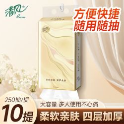 清风 抽纸悬挂式面巾纸餐巾纸卫生纸家用棉柔亲肤纸巾方便抽取4层加厚 4层10大提整箱