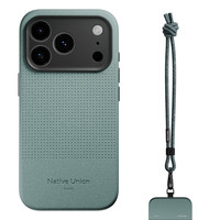 Native Union苹果17皮质手机壳适用iPhone17/16 ProMax皮革保护套防摔超薄全包硬壳MagSafe磁吸款防弯带挂绳 【石板绿】手机壳+腕带