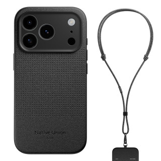 Native Union苹果17皮质手机壳适用iPhone17/16 ProMax皮革保护套防摔超薄全包硬壳MagSafe磁吸款防弯带挂绳 【宇宙黑】手机壳+背带