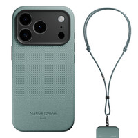 Native Union苹果17皮质手机壳适用iPhone17/16 ProMax皮革保护套防摔超薄全包硬壳MagSafe磁吸款防弯带挂绳 【石板绿】手机壳+背带