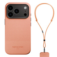 Native Union苹果17皮质手机壳适用iPhone17/16 ProMax皮革保护套防摔超薄全包硬壳MagSafe磁吸款防弯带挂绳 【杏桃红】手机壳+背带