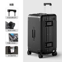 稻草人2025行李箱USB充电口旅行箱20寸登机密码箱结实拉杆箱 黑色 铝框款【德国PC材质+国际海关锁+USB充电口】 【旅行箱】24寸Max加厚加深-大幅扩容≈常规款26寸