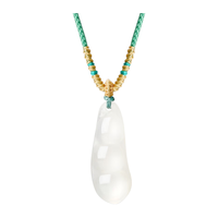 周大生福豆玉髓吊坠 白月光平安四季豆玉石项链男女同款款 福豆吊坠