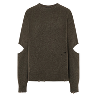 MO&Co.【NOIR系列】毛衣2025冬牦牛绒混纺裂口空针破洞MBE4SWT064 军绿色 M /165