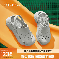 斯凯奇（Skechers）洞洞鞋女夏季外穿透气厚底防滑沙滩鞋踩屎感包头休闲凉鞋 灰色/GRY 37.5 尺码偏大，选小一码