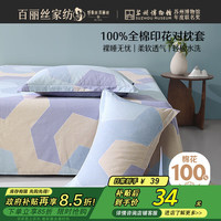 百丽丝水星家纺枕头套单件 全棉枕套枕巾纯棉枕头罩枕套一对48x74cm 洛斯倾语