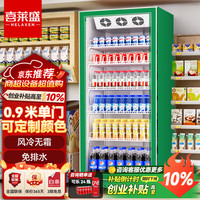 喜莱盛 展示柜冷藏啤酒柜饮料柜超市便利店冰箱四门冰柜商用酒吧 0.9米长|大单门|定制绿色