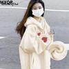 MXQP纯棉连帽开衫卫衣女2025春秋冬宽松设计感小众拉链外套女潮 K2290爱心杏色加绒纯棉加银狐绒 XL 【135-150斤】