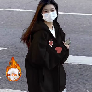 MXQP纯棉连帽开衫卫衣女2025春秋冬宽松设计感小众拉链外套女潮 K2290浅灰色春秋款 XL 【135-150斤】