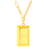 中国黄金(CHINA GOLD)小金砖黄金项链女999足金吊坠情人节实用生日礼物送女友老婆妈妈 小金条套链【约6.3g-玫瑰礼盒】