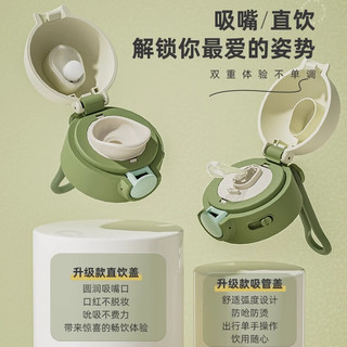 恩尔美（nRMEi）ppsu水杯带吸管成人刻度躺着喝水女儿童耐高温食品级杯子 粉黛紫550ml【ppsu吸管款+背带】