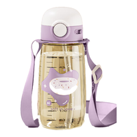 恩尔美（nRMEi）ppsu水杯带吸管成人刻度躺着喝水女儿童耐高温食品级杯子 粉黛紫550ml【ppsu吸管款+背带】