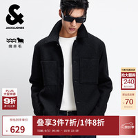 杰克·琼斯(JACK&JONES)25年男装秋季男士毛呢外套纯色羊毛毛呢外套男短款呢子大衣