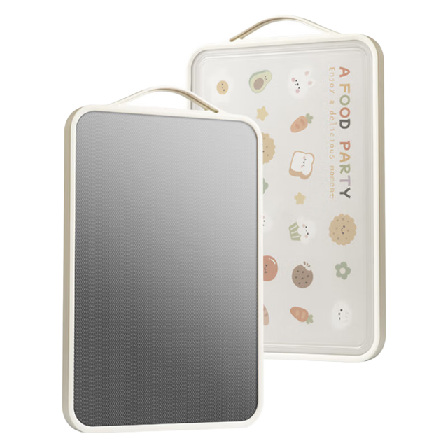 双枪 菜板家用抗菌砧板  卡皮不锈钢PP双面砧板33.5*25*1cm