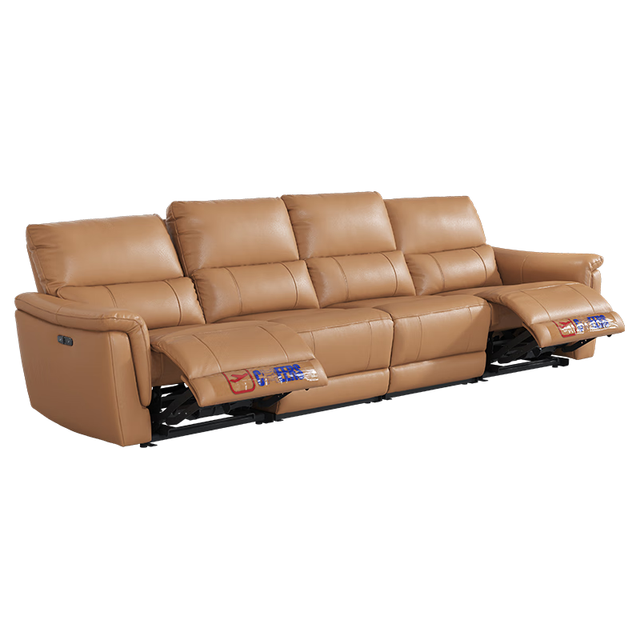 PLUS会员：芝华仕 头等舱贵族真皮沙发现代简约电动沙发零靠墙客厅30653灰3.16m 四人位双功能冰岛灰-3.16M