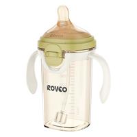 日康（rikang）翻盖奶瓶 PPSU偏心奶嘴大口径+重力球带手柄240ML P1004-2橄榄绿