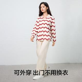 有棵树 YOUKESHU 100%纯棉防螨7A抑菌女士睡衣家居服条纹套装