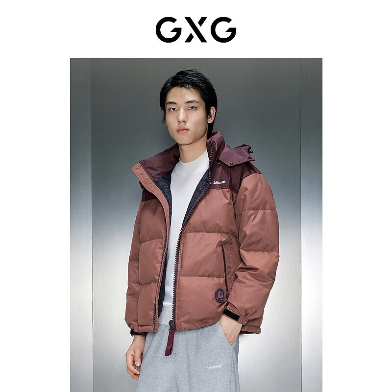 GEX1D2529834紫色连帽短款羽绒服