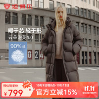 坦博尔连帽羽绒服休闲时尚百搭女中长款加厚保暖冬天外套 巧克力 M (165)